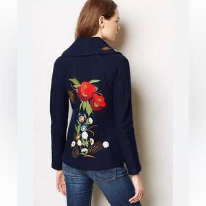 Anthropologie Angel of the North Winter Harvest Sweater Wool Embroidered Medium